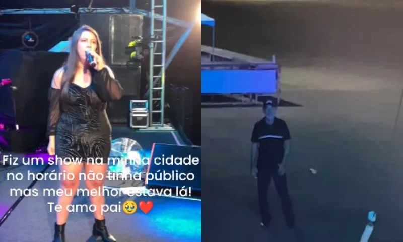 Imagem ilustrativa da imagem Cantora do ES viraliza ao fazer show com apenas o pai na plateia