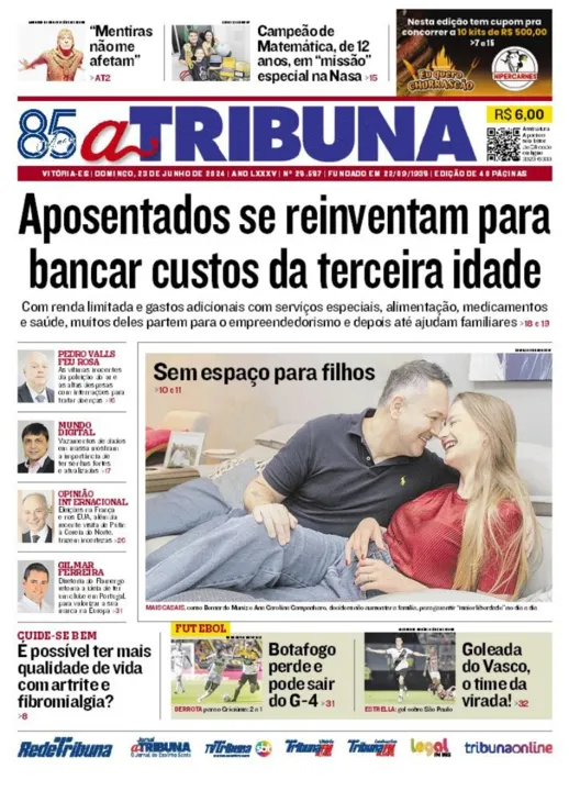 Imagem ilustrativa da imagem Confira os destaques do Jornal A Tribuna deste domingo