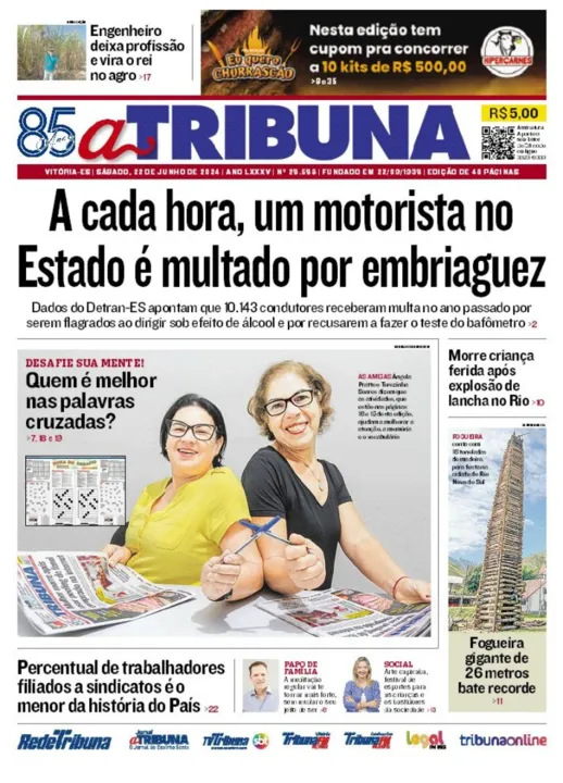 Imagem ilustrativa da imagem Confira os destaques do jornal A Tribuna deste sábado