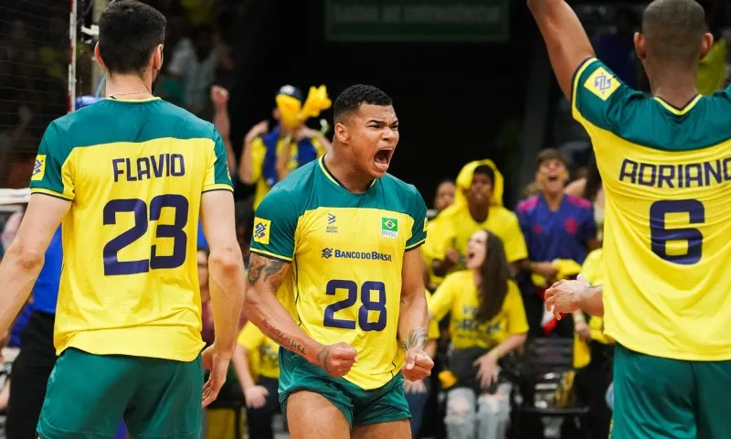 Imagem ilustrativa da imagem Darlan brilha e Brasil se vinga da Argentina na Liga das Nações de Vôlei