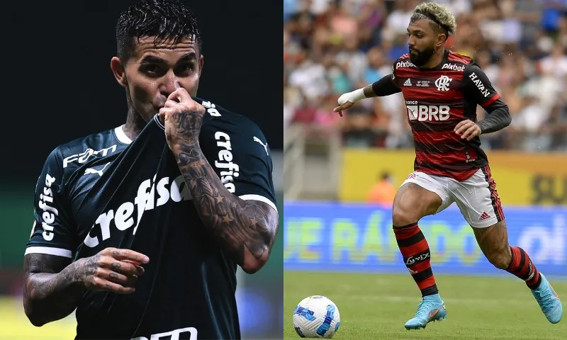Imagem ilustrativa da imagem Palmeiras e Flamengo estudam troca entre Dudu e Gabigol