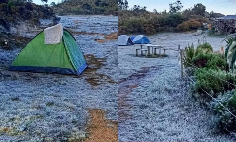 Imagem ilustrativa da imagem Região do Caparaó registra 0 ºC e geada em meio a fim de semana de calor no ES