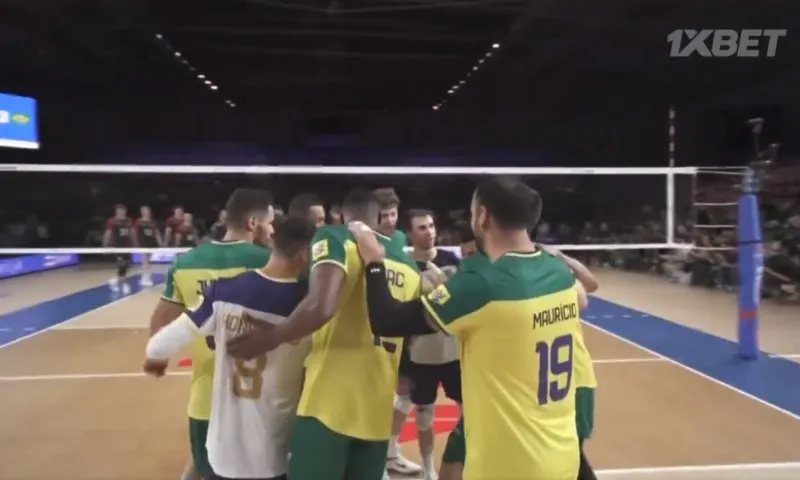 Imagem ilustrativa da imagem Seleção masculina de vôlei derrota Alemanha e reage na Liga das Nações