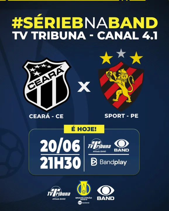 Imagem ilustrativa da imagem TV Tribuna/Band vai transmitir Ceará x Sport nesta quinta-feira