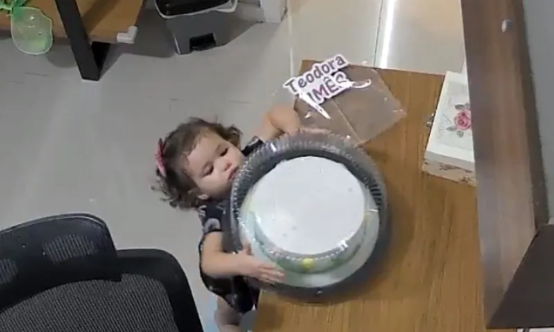 Imagem ilustrativa da imagem VÍDEO | Bebê do ES é flagrada pegando bolo de "mesversário" e viraliza na web