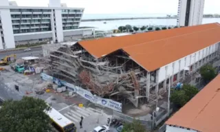 Imagem ilustrativa da imagem Desabamento no Recife Expo Center deixa cinco feridos e obra paralisada