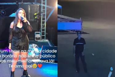 Imagem ilustrativa da imagem Cantora do ES viraliza ao fazer show com apenas o pai na plateia