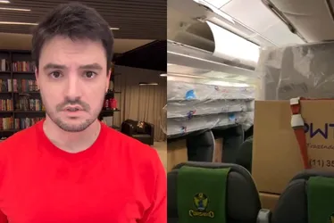 Imagem ilustrativa da imagem Felipe Neto mostra avião da FAB com doações ao RS após arrecadar R$ 4,8 milhões