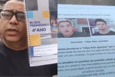Imagem ilustrativa da imagem Homem vira réu após xingar Felipe Neto ao vê-lo em apostila de escola