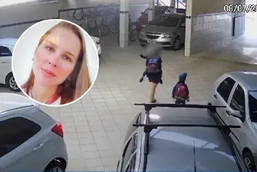 Imagem ilustrativa da imagem Imagens mostram mulher levando filhos até van escolar antes de ser morta no ES
