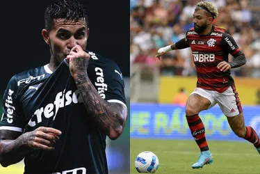 Imagem ilustrativa da imagem Palmeiras e Flamengo estudam troca entre Dudu e Gabigol