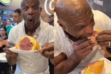 Imagem ilustrativa da imagem Terry Crews se derrete pelo sanduíche de mortadela do Mercadão de SP