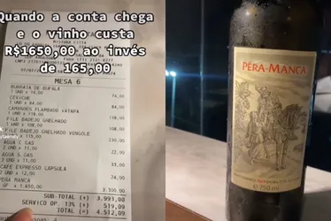 Imagem ilustrativa da imagem VÍDEO | Amigos pedem vinho de R$ 1.650 enganado e viralizam ao receber a conta