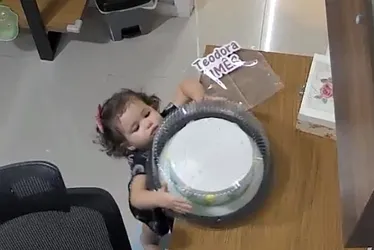 Imagem ilustrativa da imagem VÍDEO | Bebê do ES é flagrada pegando bolo de "mesversário" e viraliza na web