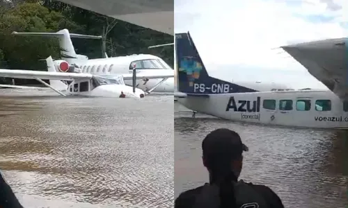 
          Imagem ilustrativa da imagem Água volta a subir no aeroporto de Porto Alegre e atinge aviões; veja vídeo
          