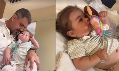 
          Imagem ilustrativa da imagem Filha de Juliano Cazarré se emociona ao receber boneca que também tem traqueostomia
          