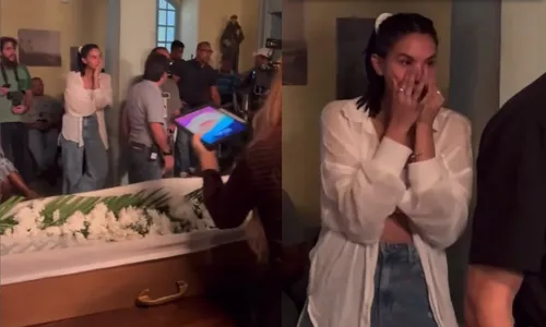 
          Imagem ilustrativa da imagem Namorada de Paulo Vieira chora ao vê-lo gravar cena em caixão
          