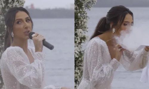 
          Imagem ilustrativa da imagem Noiva do ES viraliza com brincadeira durante votos de casamento: "Deu até poeira"
          