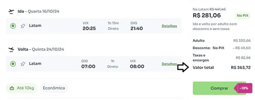 
          Imagem ilustrativa da imagem Voos de Vitória por apenas R$ 363 (ida e volta) no feirão de passagens aéreas
          