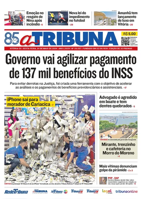 Imagem ilustrativa da imagem Confira os destaques do jornal A Tribuna desta sexta-feira