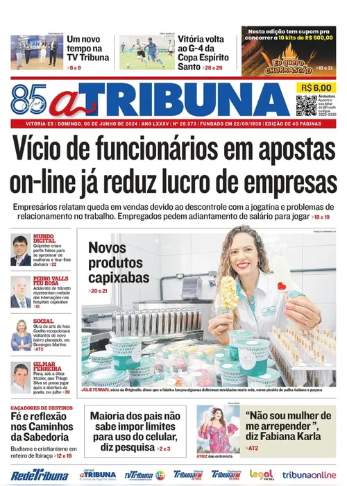 Imagem ilustrativa da imagem Confira os destaques do jornal A Tribuna deste domingo