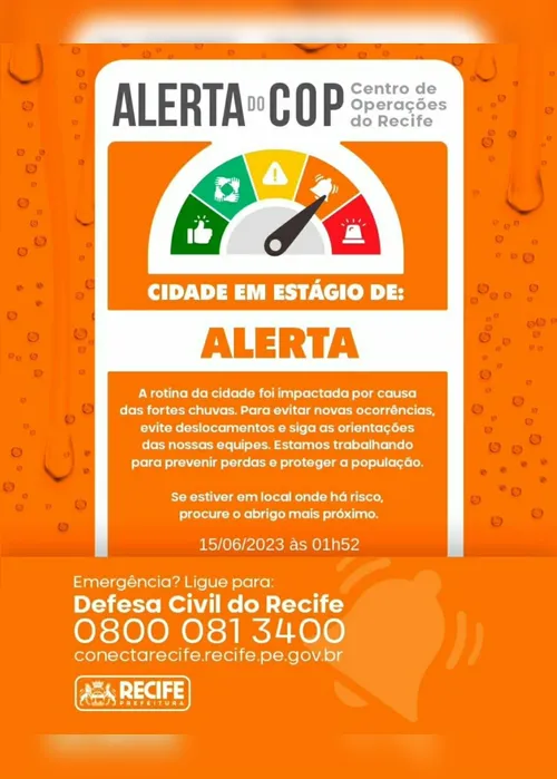 Imagem ilustrativa da imagem Recife em estado de alerta por conta das chuvas