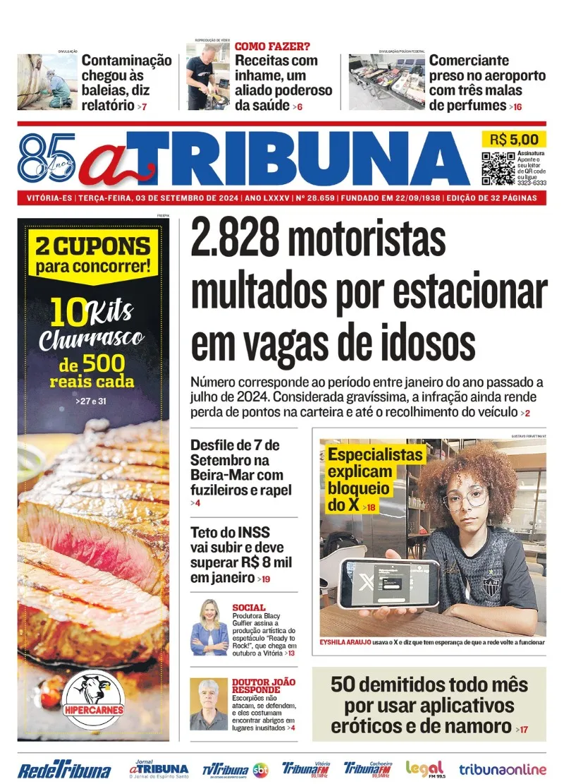 Imagem ilustrativa da imagem Confira os destaques do jornal A Tribuna desta terça-feira