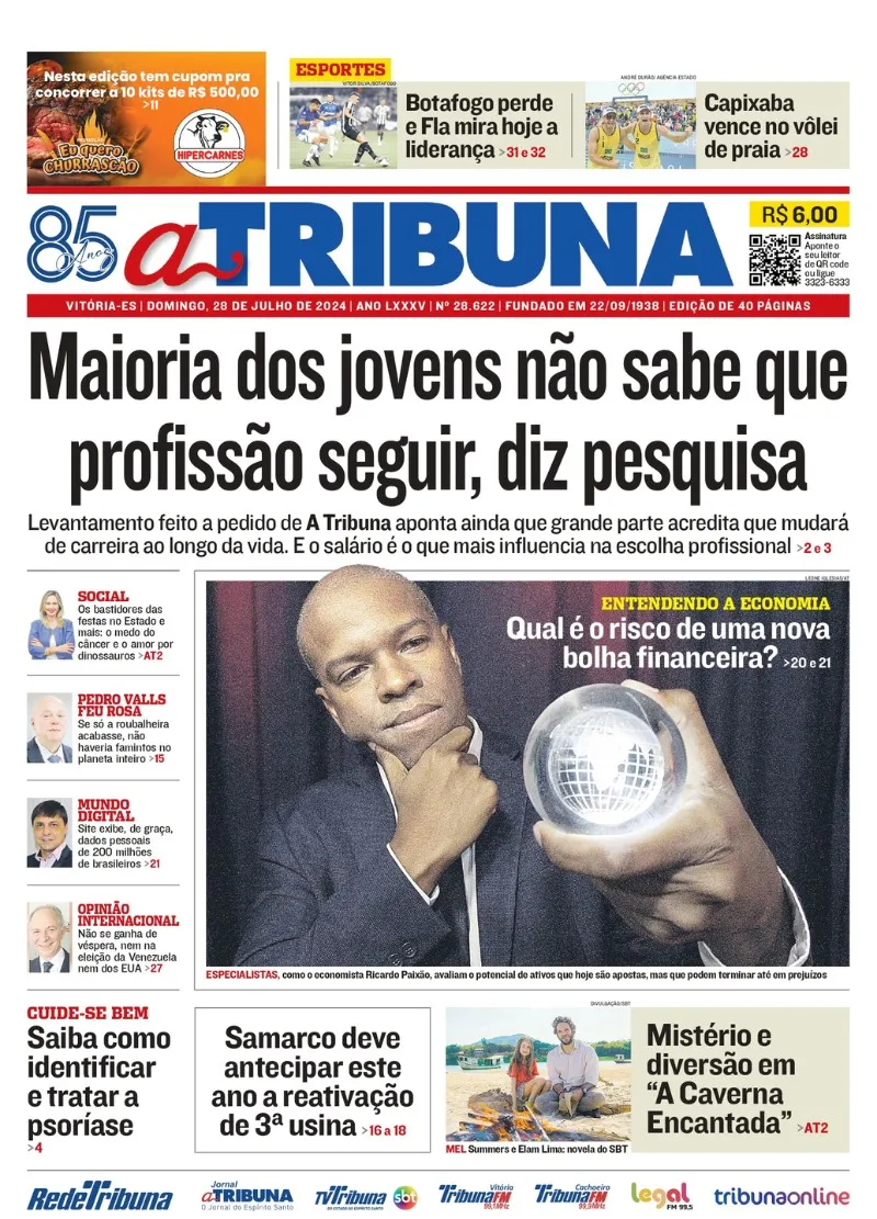 Imagem ilustrativa da imagem Confira os destaques do jornal A Tribuna deste domingo