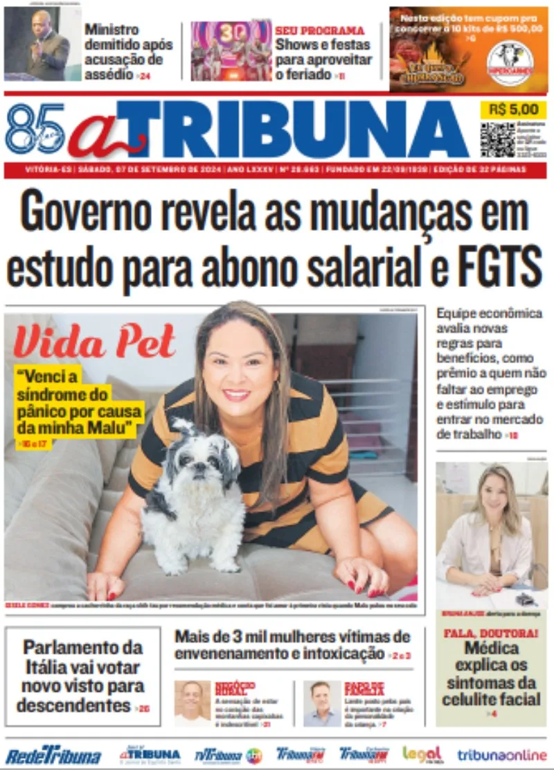 Imagem ilustrativa da imagem Confira os destaques do jornal A Tribuna deste sábado