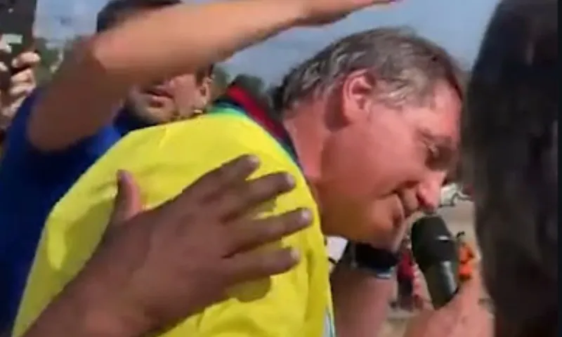 Imagem ilustrativa da imagem Bolsonaro é atacado por abelhas e encerra discurso em comício no RN