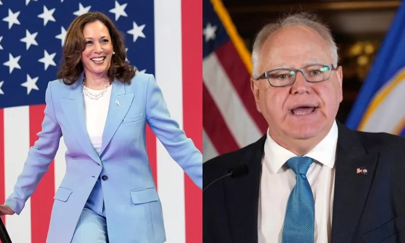 Imagem ilustrativa da imagem Kamala Harris confirma Tim Walz como candidato a vice na chapa democrata