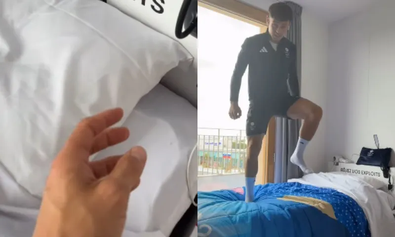 Imagem ilustrativa da imagem VÍDEO | Atleta britânico 'testa' cama anti-sexo da Vila Olímpica