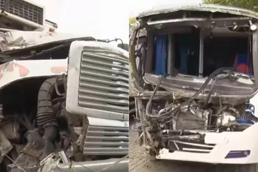 Imagem ilustrativa da imagem Acidente entre ônibus escolar e caminhão deixa feridos e interdita BR-101 no ES