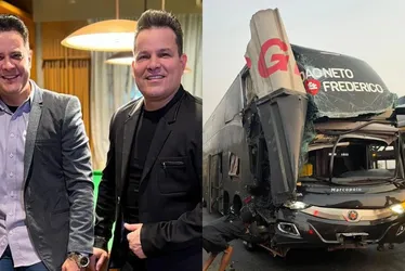 Imagem ilustrativa da imagem Antes de show no ES, ônibus da dupla João Neto & Frederico se envolve em acidente