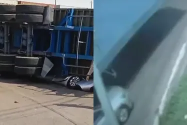 Imagem ilustrativa da imagem Carreta tomba em cima de carro e mata motorista em Manaus