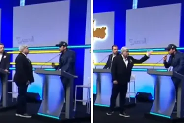 Imagem ilustrativa da imagem Datena deixa púlpito e vai para cima de Marçal durante debate