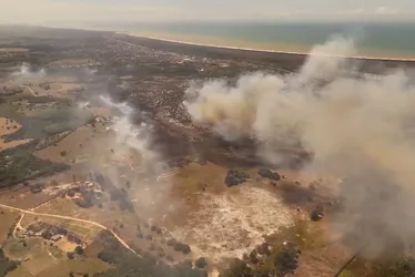 Imagem ilustrativa da imagem Imagens mostram destruição em área de vegetação em Guarapari causada por incêndio