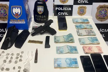 Imagem ilustrativa da imagem Suspeitos são presos com drogas, arma e R$ 9 mil no Norte do ES