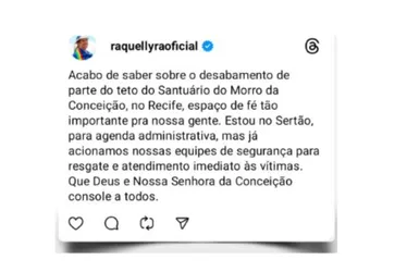 Imagem ilustrativa da imagem Desaba teto de santuário no Morro da Conceição, no Recife