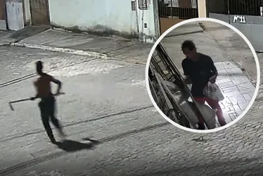 Imagem ilustrativa da imagem VÍDEO | Homem persegue suspeito com enxada após ter loja furtada duas vezes no ES