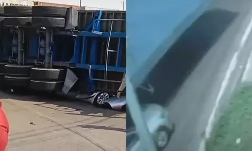 
          Imagem ilustrativa da imagem Carreta tomba em cima de carro e mata motorista em Manaus
          