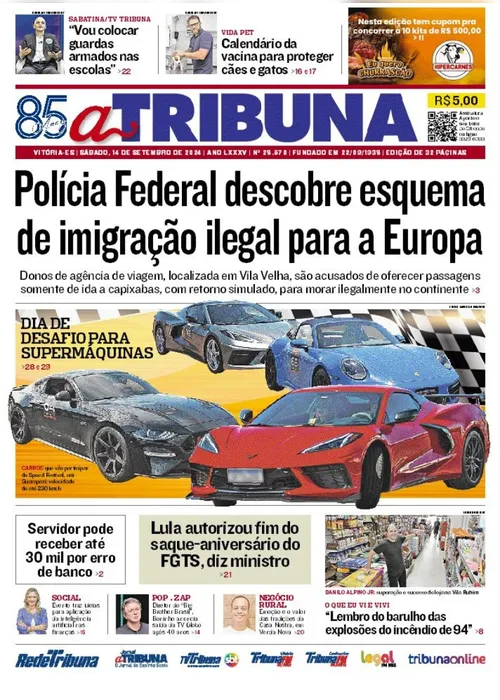 Imagem ilustrativa da imagem Confira os destaques do Jornal A Tribuna deste sábado