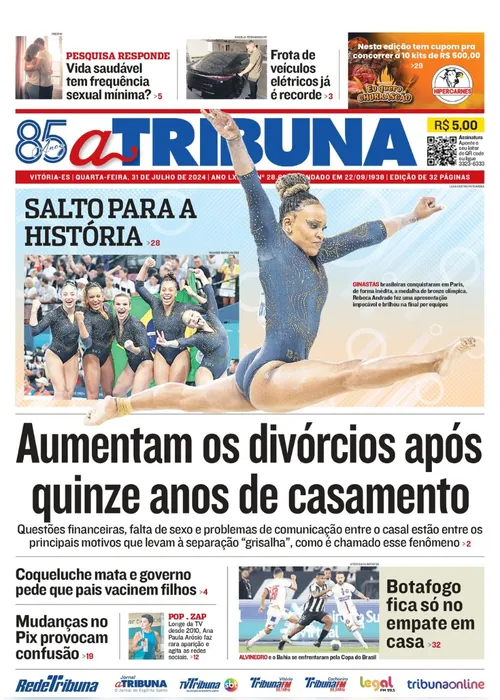 Imagem ilustrativa da imagem Confira os destaques do jornal A Tribuna desta quarta-feira