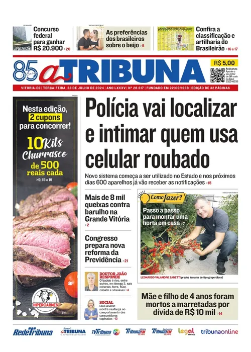 Imagem ilustrativa da imagem Confira os destaques do jornal A Tribuna desta terça-feira