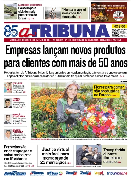 Imagem ilustrativa da imagem Confira os destaques do jornal A Tribuna deste domingo