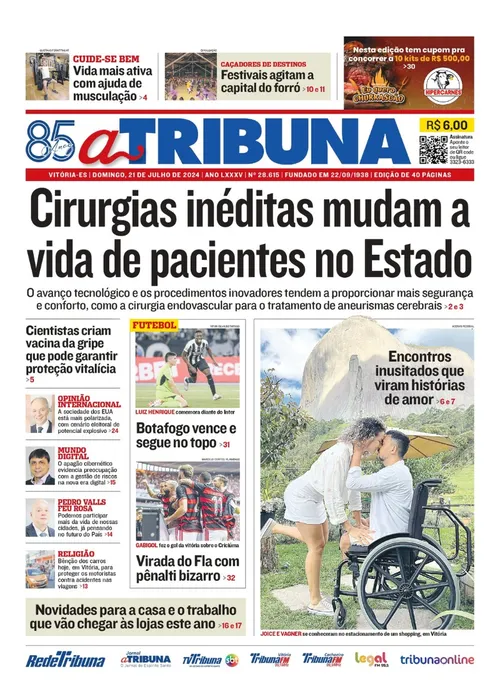 Imagem ilustrativa da imagem Confira os destaques do jornal A Tribuna deste domingo