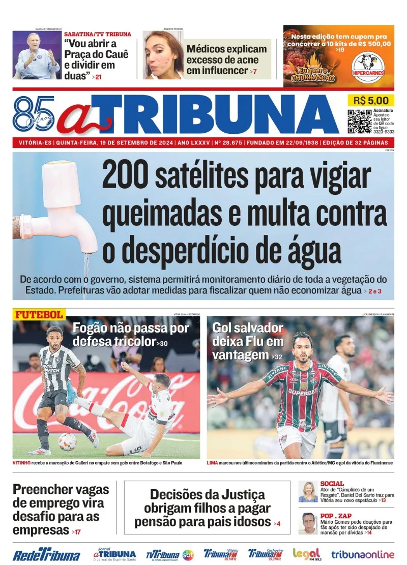 Imagem ilustrativa da imagem Confira os destaques do jornal A Tribuna desta quinta-feira