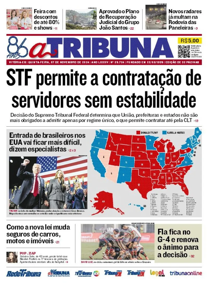 Imagem ilustrativa da imagem Confira os destaques do jornal A Tribuna desta quinta-feira