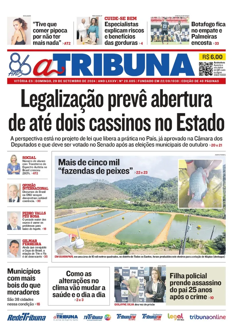 Imagem ilustrativa da imagem Confira os destaques do jornal A Tribuna deste domingo