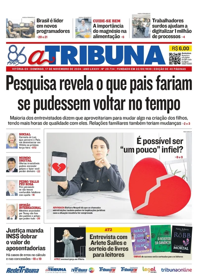 Imagem ilustrativa da imagem Confira os destaques do jornal A Tribuna deste domingo